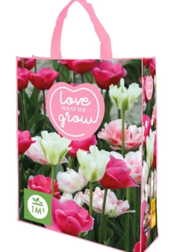 Bloembollen|Ecocheques|ohgreen 1 shopping bag met tulpen roze 'love what you grow'