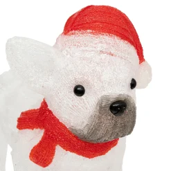 Deco Verlichting Buiten|ohgreen Acryl hond met kerstmuts 60 led h37cm
