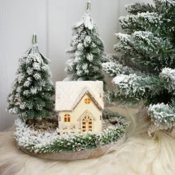 Deco Verlichting Binnen|ohgreen Besneeuwd huisje met led verlichting