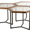 Meubilair|ohgreen Bijzettafel hexagon glas/hout bruin