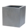 Aardewerk|ohgreen Bloembak Fiberstone kubus 50x50cm grijs