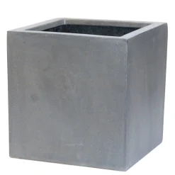 Aardewerk|ohgreen Bloembak Fiberstone kubus 20x20cm grijs