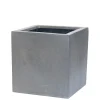 Aardewerk|ohgreen Bloembak Fiberstone kubus 40x40cm grijs