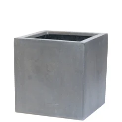 Aardewerk|ohgreen Bloembak Fiberstone kubus 40x40cm grijs