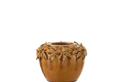 Potten En Vazen|ohgreen Bloemp bloem keramiek oker s (17x17x13cm)