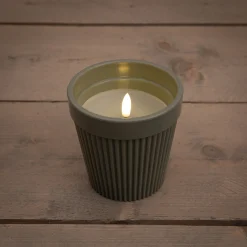 Verlichting|ohgreen Buitenkaars in pot 3d vlam olijf