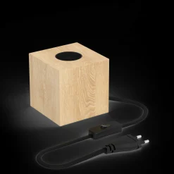 Verlichting|ohgreen calex tafelarmatuur E27 hout met snoer 1,8m met schakelaar