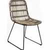 Meubilair|ohgreen Chair dining metal rattan brown 46x57h84cm