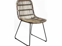 Meubilair|ohgreen Chair dining metal rattan brown 46x57h84cm