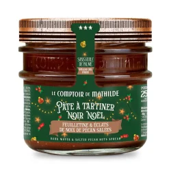 Feesttafel|ohgreen Chocolade pasta zwart kerst feuilletine gepelde pecannoten