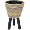 Potten En Vazen|ohgreen Drypot wooden legs stripe grey d27h42cm