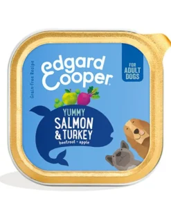 Hond Voeding|ohgreen Edgard & cooper, cup voor adult honden met zalm en kalkoen, 150g