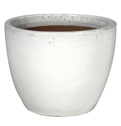 Aardewerk|ohgreen Egg pot geglazuurd wit d50h40