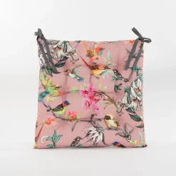 Accessoires En Onderhoud|ohgreen Gewatteerd stoelkussen vogels oud roze 38x38cm