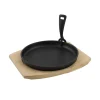 Accessoires En Onderhoud|ohgreen Gietijzeren grillpan met onderlegger uit bamboe