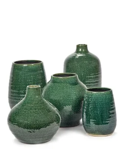 Potten En Vazen|ohgreen Glazed shades Sierpot l24,5xb24,5x24 d.groen