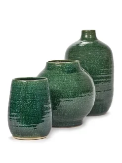 Potten En Vazen|ohgreen Glazed shades Sierpot l24,5xb24,5x24 d.groen