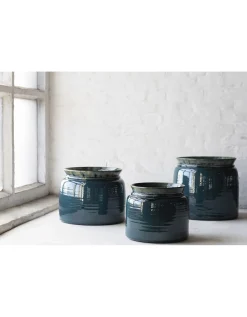Potten En Vazen|ohgreen Glazed shades Sierpot 23x23x19 reactive blue