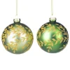 Kerstballen|ohgreen Glitterbal met blad/rankmotief