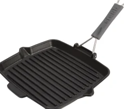 Koken|ohgreen Grillpan met inklapbare greep 24 x 24 cm zwart