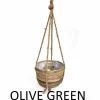 Potten En Vazen|ohgreen hanging basket stripe with rope d40h30cm - olive green