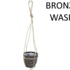 Potten En Vazen|ohgreen Hanging pot stripe bronze d15h14cm
