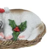 Kerstdecoratie|ohgreen Hond met kerstmuts in mand