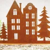 Decoratie|ohgreen Huizen met bomen op basis, winterlandschap