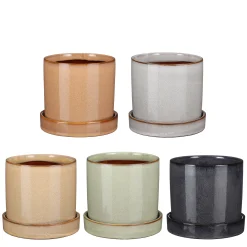 Potten En Vazen|ohgreen Inger Pot met schotel - h13,5xd15cm