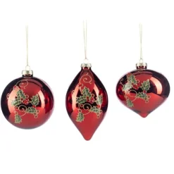 Kerstballen|ohgreen Juweelbal met hulst/bes motief
