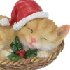 Kerstdecoratie|ohgreen Kat met kerstmuts in mand