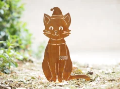 Decoratie|ohgreen Kat met sjaal en kerstmuts op basis