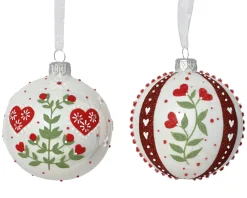 Thema Holiday|Kerstballen|ohgreen Kerstbal glas emaille bloemetjesprint