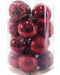 Kerstballen|ohgreen Kerstbal wijnrood (16sts)