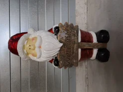 Beelden|ohgreen Kerstman Welcome bordje met lichtjes