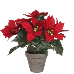 Kerstdecoratie|ohgreen Kunststof poinsettia in pot