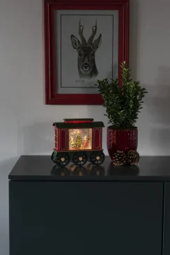 Deco Verlichting Binnen|ohgreen Led kerstlantaarn treinwagon met kinderen, kerstboom en kerstcadeaus