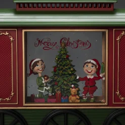 Deco Verlichting Binnen|ohgreen Led kerstlantaarn treinwagon met kinderen, kerstboom en kerstcadeaus