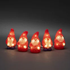 Deco Verlichting Buiten|ohgreen Led lichtsnoer met 5 rode acryl kerstmannen