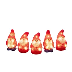 Deco Verlichting Buiten|ohgreen Led lichtsnoer met 5 rode acryl kerstmannen