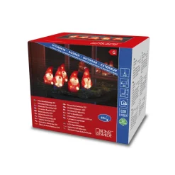 Deco Verlichting Buiten|ohgreen Led lichtsnoer met 5 rode acryl kerstmannen