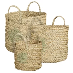 Potten En Vazen|ohgreen Mand rond blad donkergroen - h23xd25cm