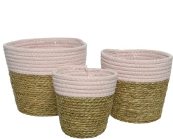 Potten En Vazen|ohgreen Mand zeegras roze 17cm