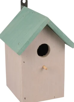 Nestkasten|ohgreen Nestkastje guo hout grijs+groen dak14x14x20cm