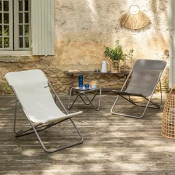 Tuinmeubelen|ohgreen Opvouwbaar ligbed met meerdere standen seigle beige