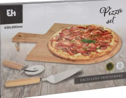 Koken|ohgreen Pizzaset: plank, snijder en schep