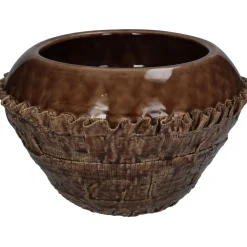 Potten En Vazen|ohgreen Planter fijn aardewerk bruin 31.5x31.5x20cm
