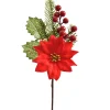 Kerstdecoratie|ohgreen Poinsettia tak met bessen 27cm