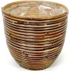 Potten En Vazen|ohgreen Pot round balloon stripe bronze d15h14cm