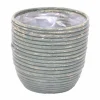 Potten En Vazen|ohgreen Pot round balloon stripe olive d20h19cm